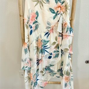 Guess Cream and Green Asymmetrical Maxi Skirt